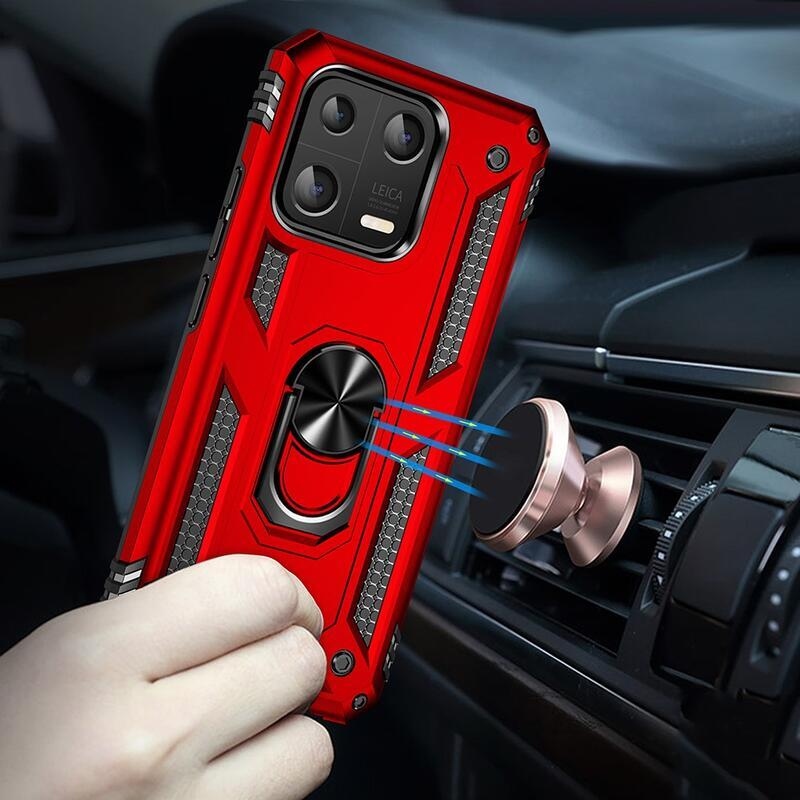 Gyűrűs tartós hibrid borítás fogantyúval a Xiaomi 13-ra - piros