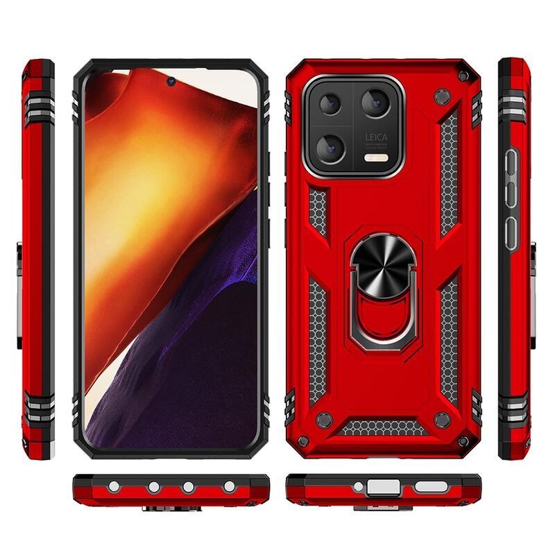 Gyűrűs tartós hibrid borítás fogantyúval a Xiaomi 13-ra - piros