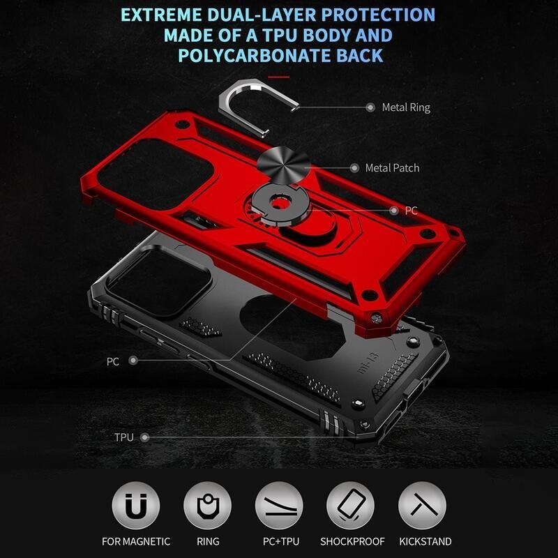 Gyűrűs tartós hibrid borítás fogantyúval a Xiaomi 13-ra - piros