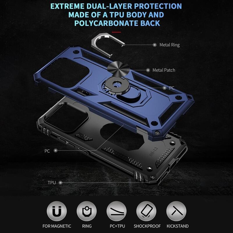 Gyűrűs tartós hibrid borítás fogantyúval Xiaomi 13 - kék