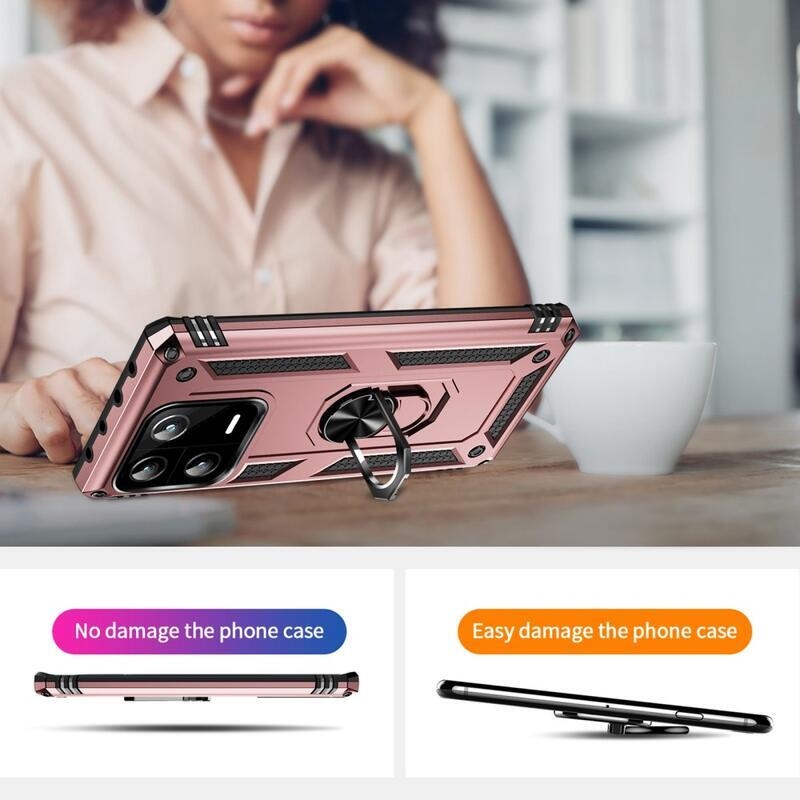 Gyűrűs tartós hibrid borítás fogantyúval a Xiaomi 13 Pro-hoz - rózsa arany