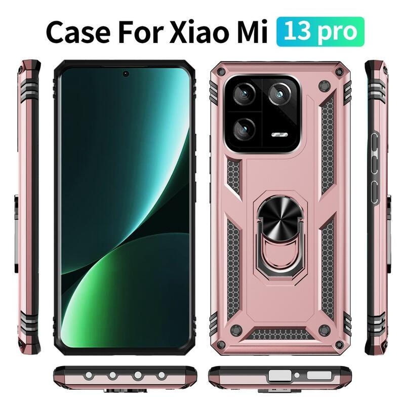 Gyűrűs tartós hibrid borítás fogantyúval a Xiaomi 13 Pro-hoz - rózsa arany