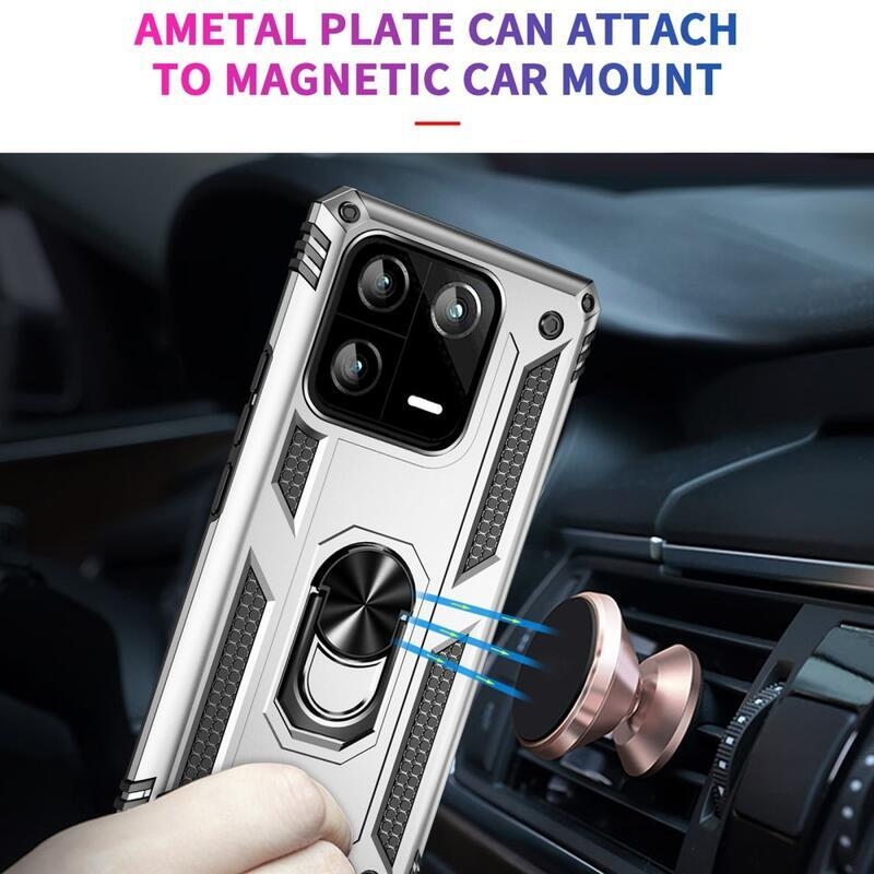 Gyűrűs tartós hibrid borítás fogantyúval a Xiaomi 13 Pro-hoz - ezüst