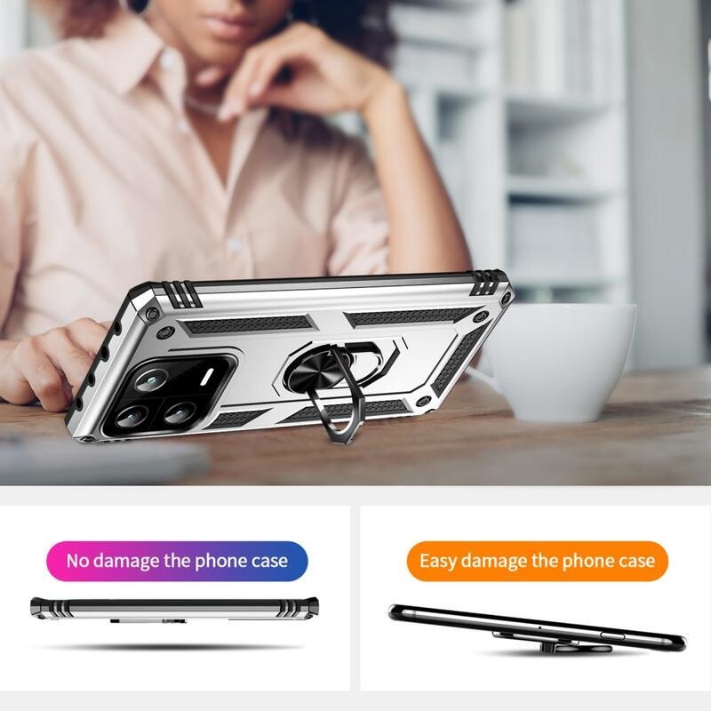 Gyűrűs tartós hibrid borítás fogantyúval a Xiaomi 13 Pro-hoz - ezüst