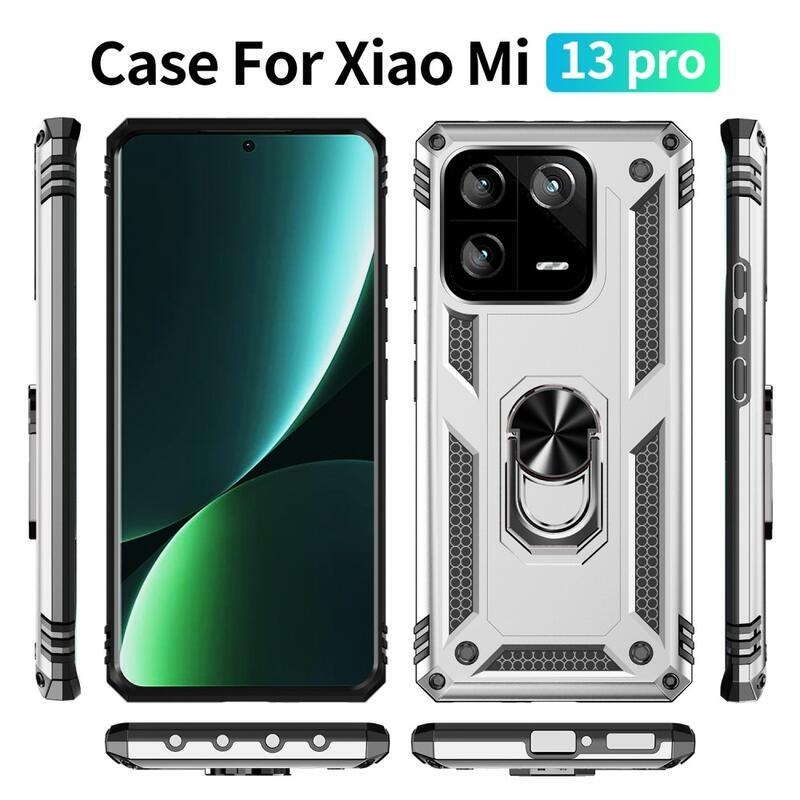 Gyűrűs tartós hibrid borítás fogantyúval a Xiaomi 13 Pro-hoz - ezüst