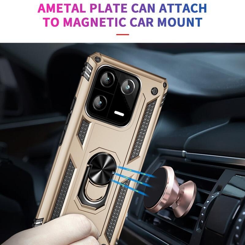 Gyűrűs tartós hibrid borítás fogantyúval Xiaomi 13 Pro-hoz - arany színben