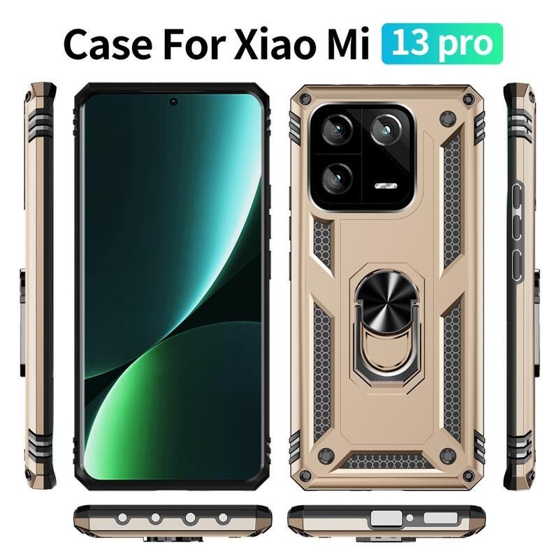 Gyűrűs tartós hibrid borítás fogantyúval Xiaomi 13 Pro-hoz - arany színben