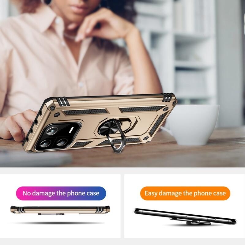 Gyűrűs tartós hibrid borítás fogantyúval Xiaomi 13 Pro-hoz - arany színben