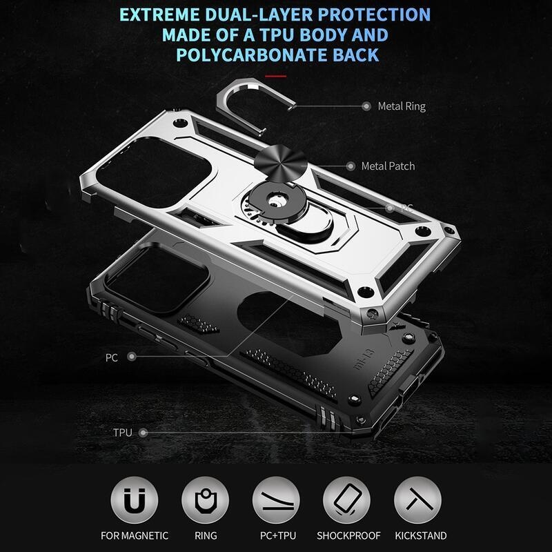 Gyűrű tartós hibrid borítás fogantyúval Xiaomi 13 - ezüst