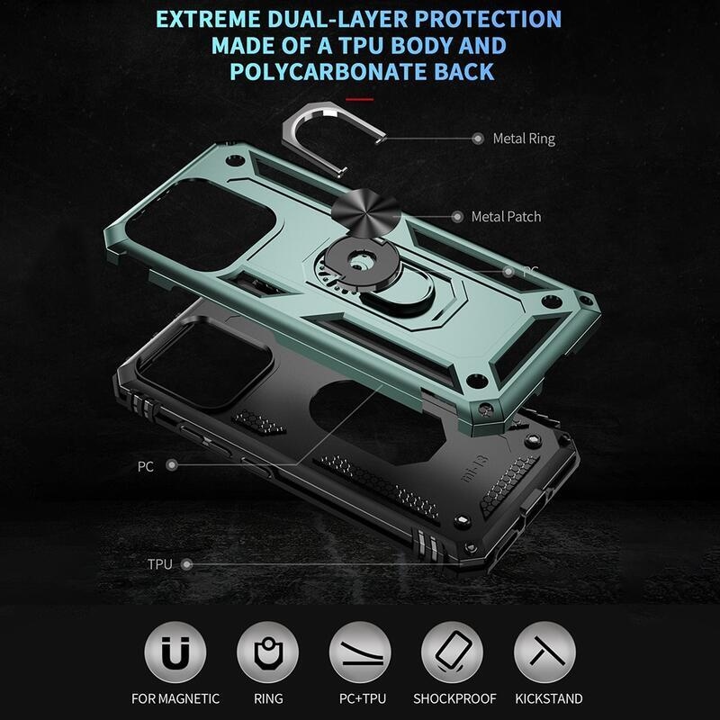 Gyűrűs tartós hibrid borítás fogantyúval Xiaomi 13 - zöld