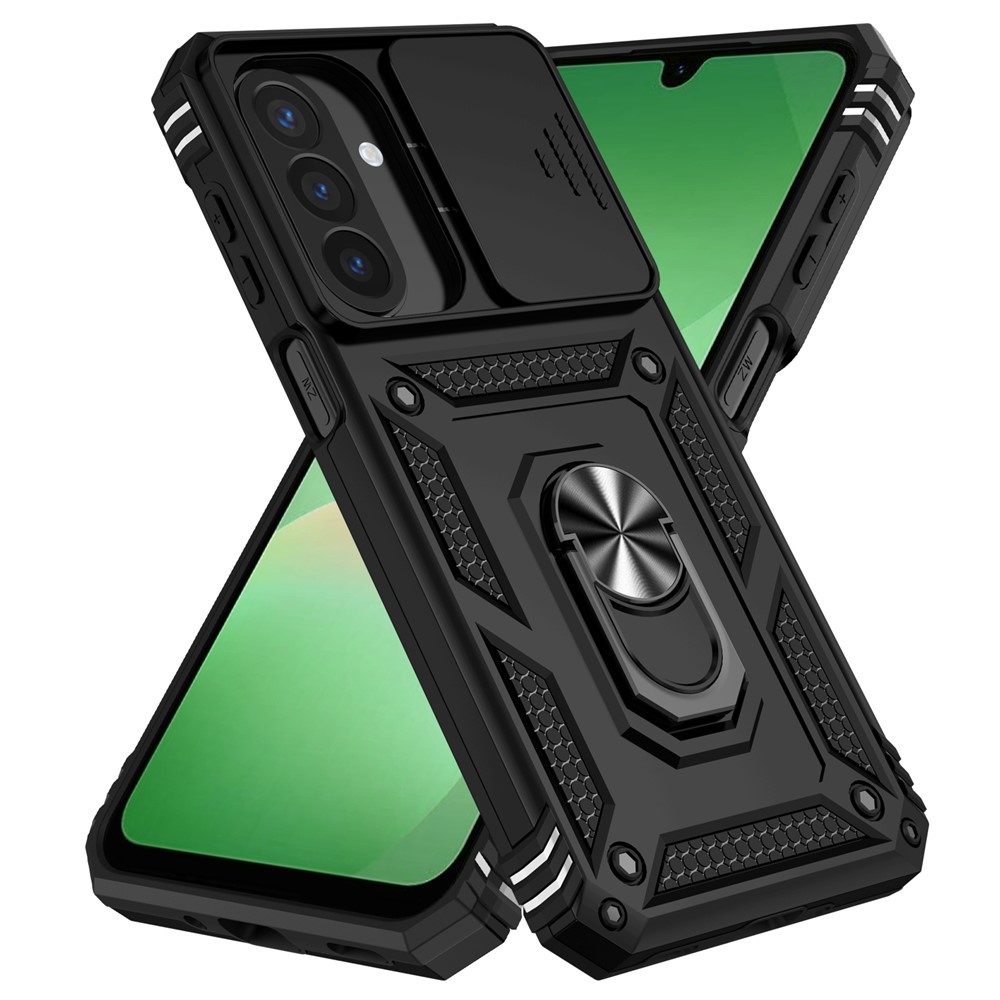 Gyűrűálló hibrid borítás ujjbeggyel Samsung Galaxy A27-re - fekete