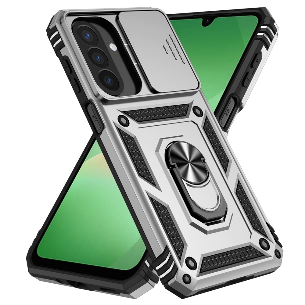 Gyűrűálló hibrid borítás ujjmarkolattal Samsung Galaxy A27-re - ezüst