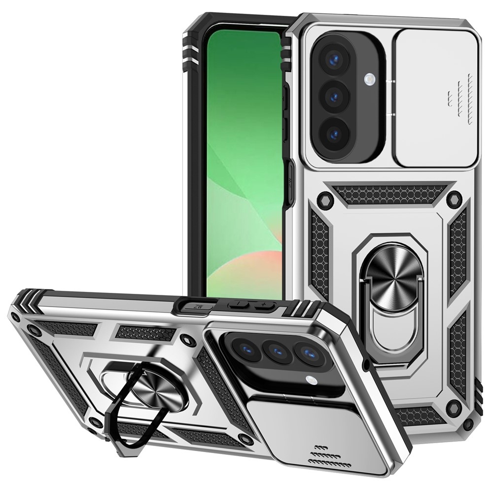 Gyűrűálló hibrid borítás ujjmarkolattal Samsung Galaxy A27-re - ezüst