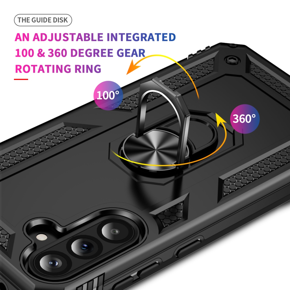 Gyűrűálló hibrid borítás ujjbeggyel Samsung Galaxy A37 5G - fekete