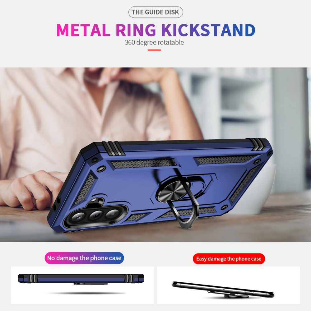 Gyűrűálló hibrid borítás ujjbeggyel Samsung Galaxy A37 5G - kék