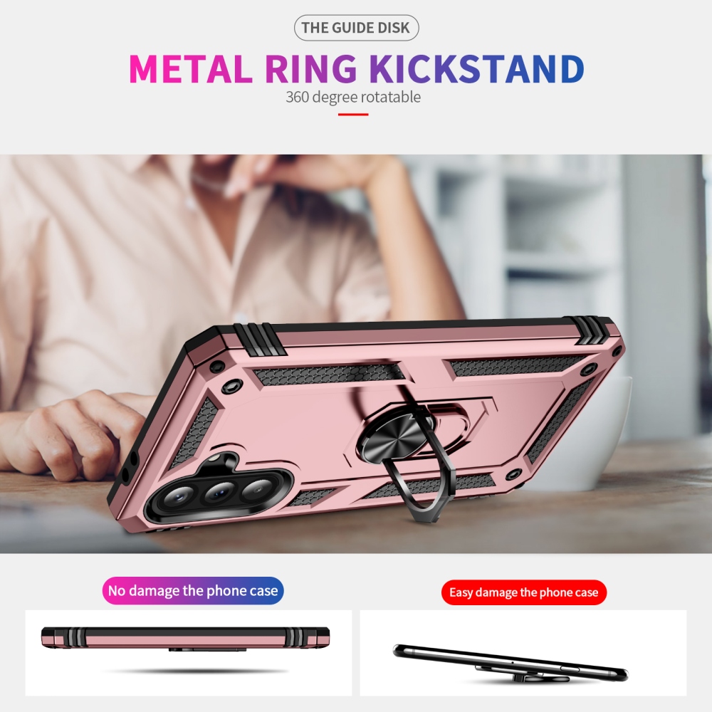 Gyűrűálló hibrid borítás ujjmarkolattal Samsung Galaxy A37 5G - rózsaarany