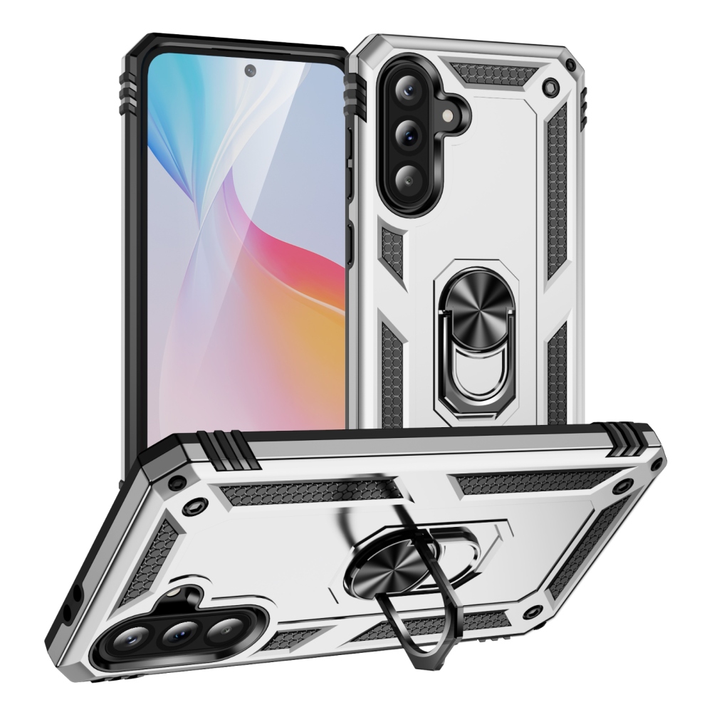 Gyűrűálló hibrid borítás ujjbeggyel a Samsung Galaxy A37 5G készülékre - ezüst színű