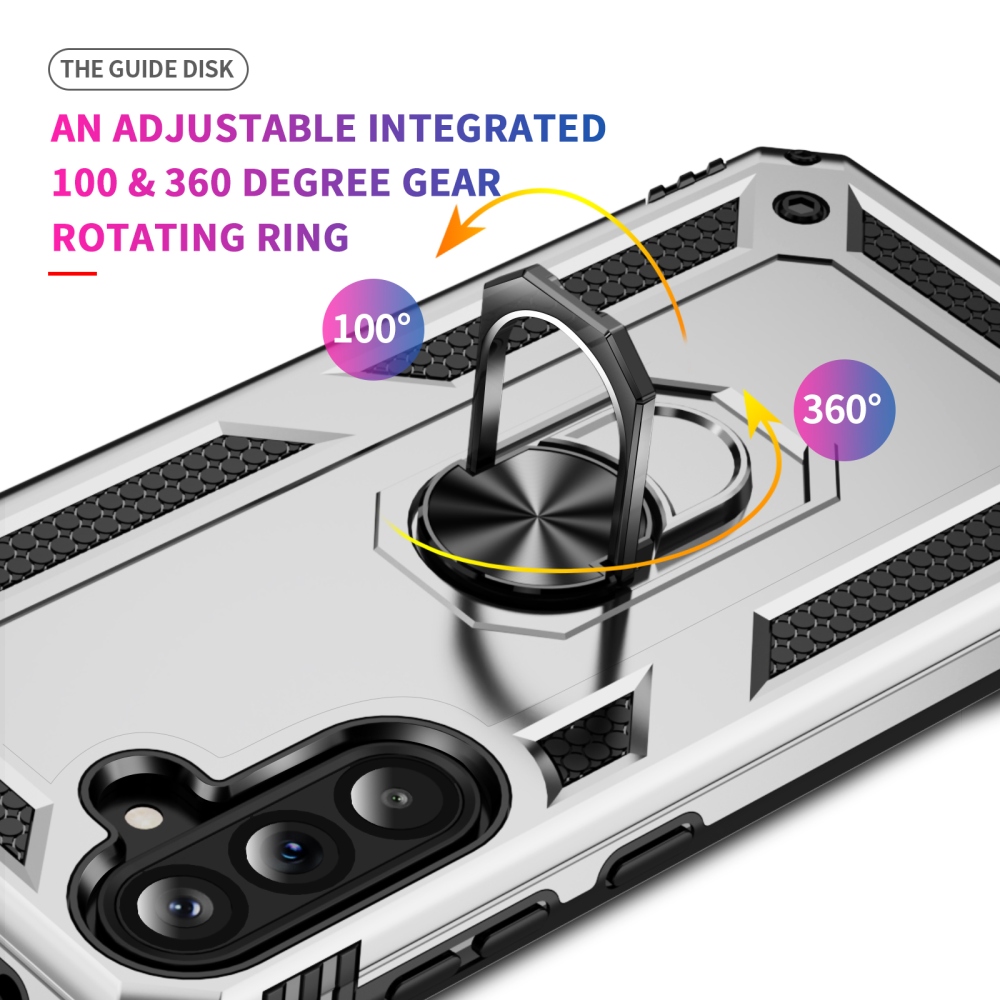 Gyűrűálló hibrid borítás ujjbeggyel a Samsung Galaxy A37 5G készülékre - ezüst színű