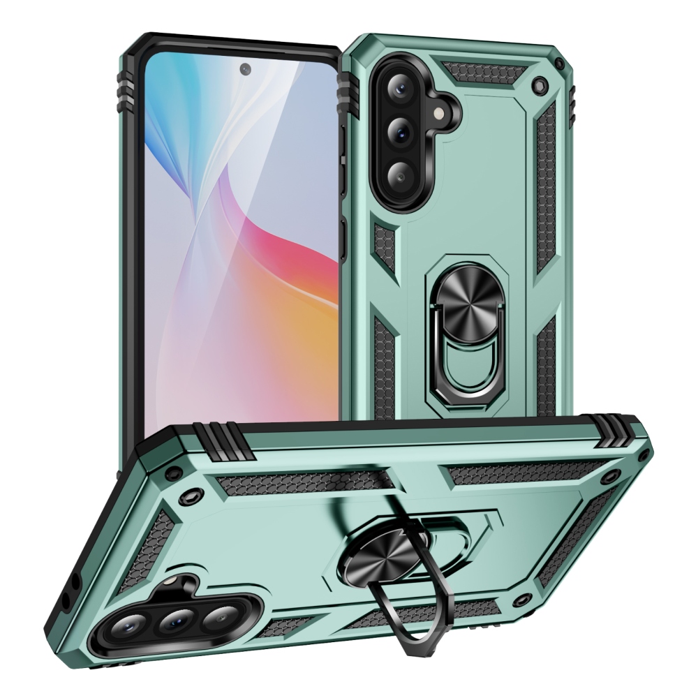 Gyűrűálló hibrid borítás ujjbeggyel Samsung Galaxy A37 5G - zöld