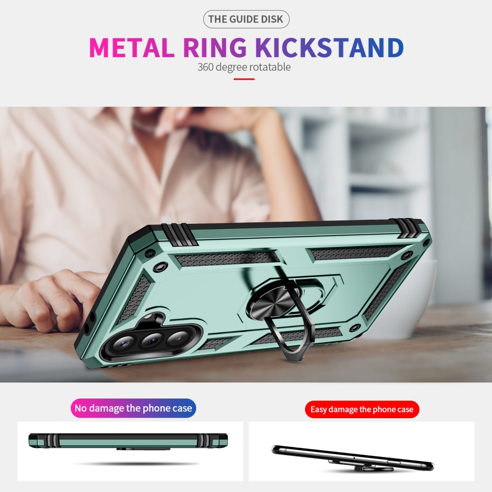 Gyűrűálló hibrid borítás ujjbeggyel Samsung Galaxy A37 5G - zöld