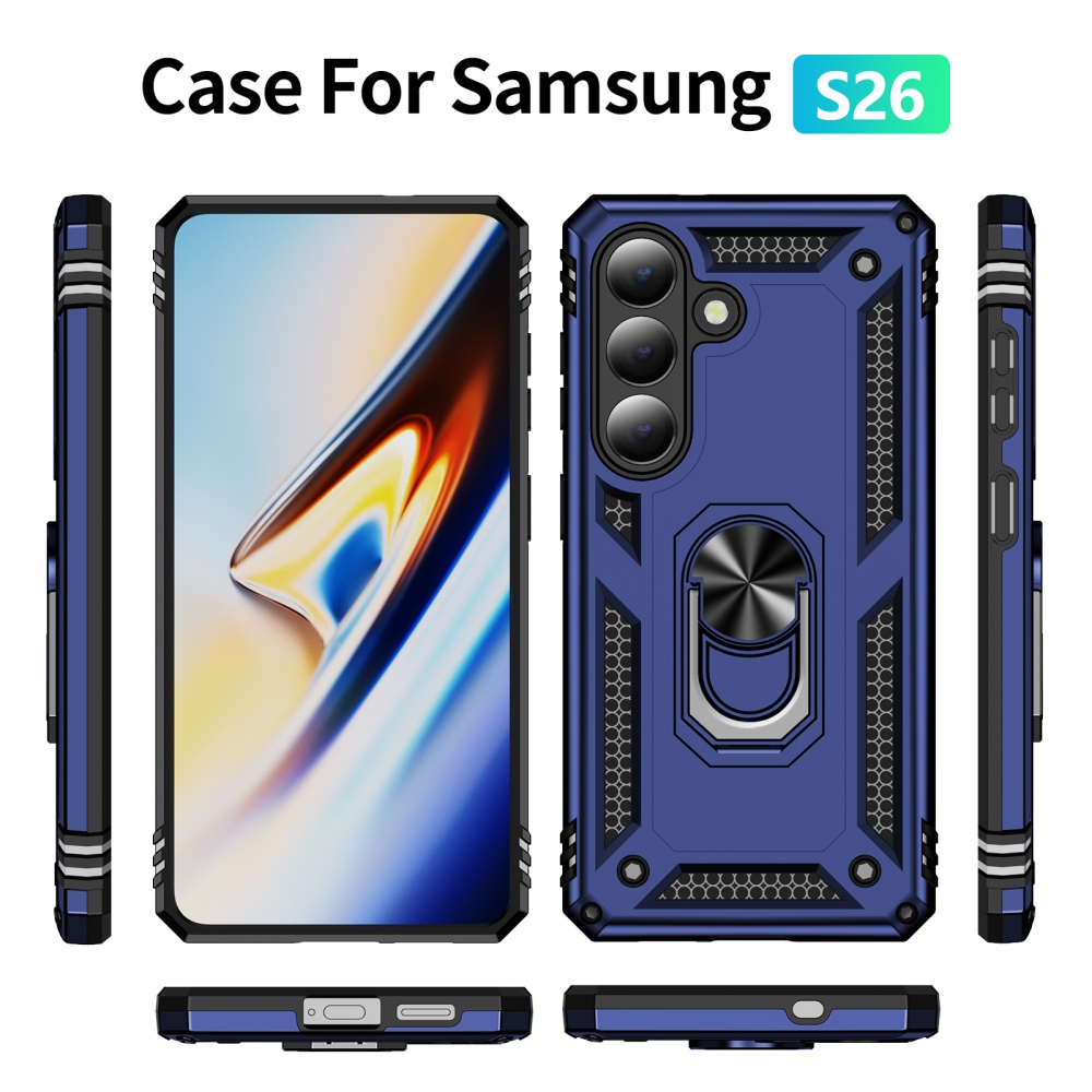 Gyűrűálló hibrid borítás ujjbeggyel Samsung Galaxy S26-hoz - kék