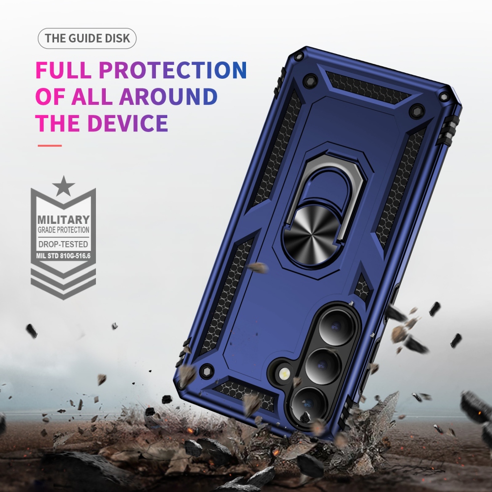 Gyűrűálló hibrid borítás ujjbeggyel Samsung Galaxy S26-hoz - kék