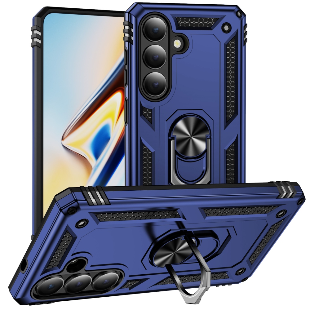 Gyűrűálló hibrid borítás ujjbeggyel Samsung Galaxy S26+ készülékhez - kék