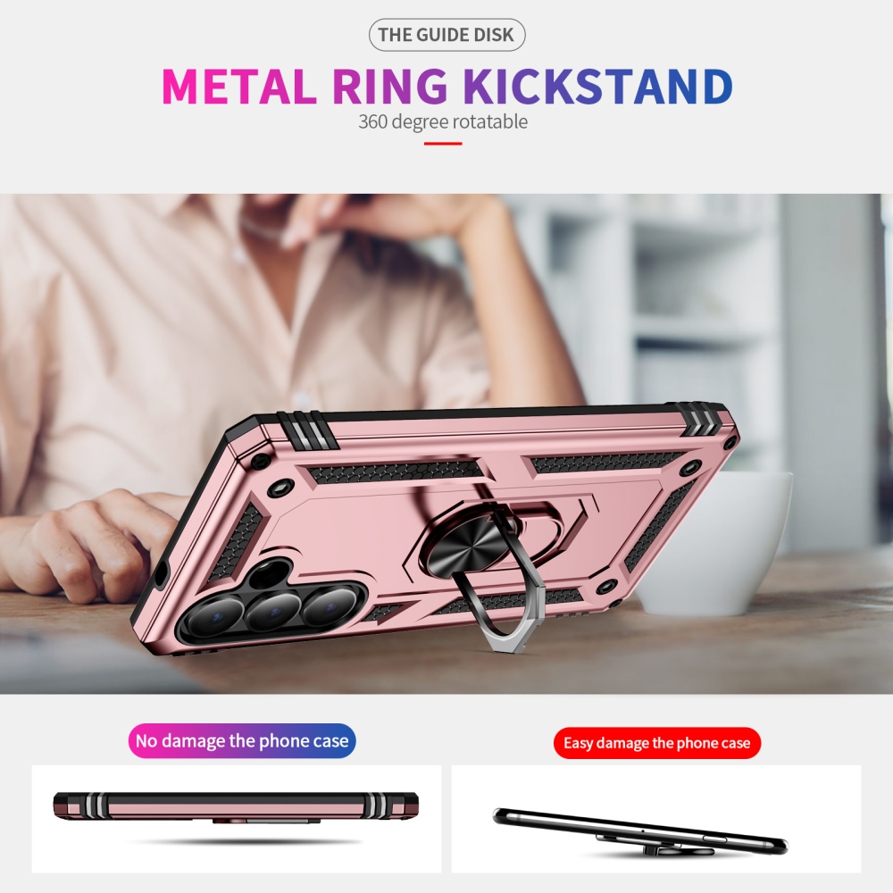 Gyűrűálló hibrid borítás ujjmarkolattal Samsung Galaxy S26-hoz - rózsaarany