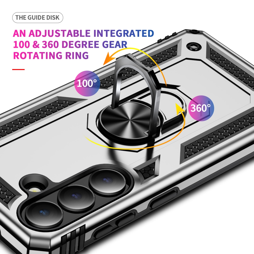 Gyűrűálló hibrid borítás ujjbeggyel Samsung Galaxy S26 - ezüst