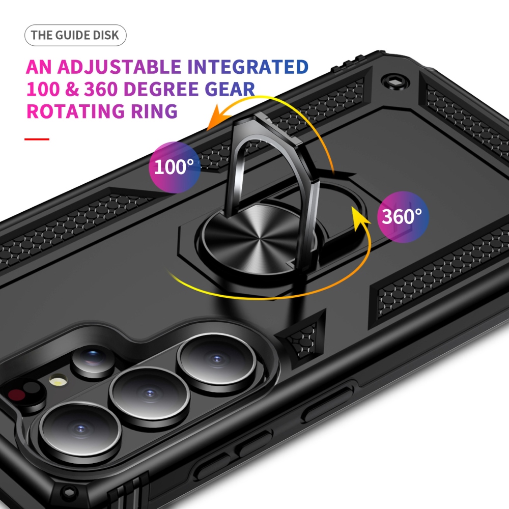 Gyűrűálló hibrid borítás ujjbeggyel Samsung Galaxy S26 Ultra - fekete