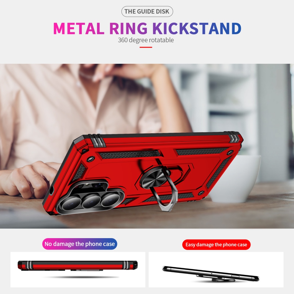 Gyűrűálló hibrid borítás ujjbeggyel Samsung Galaxy S26 Ultra - piros