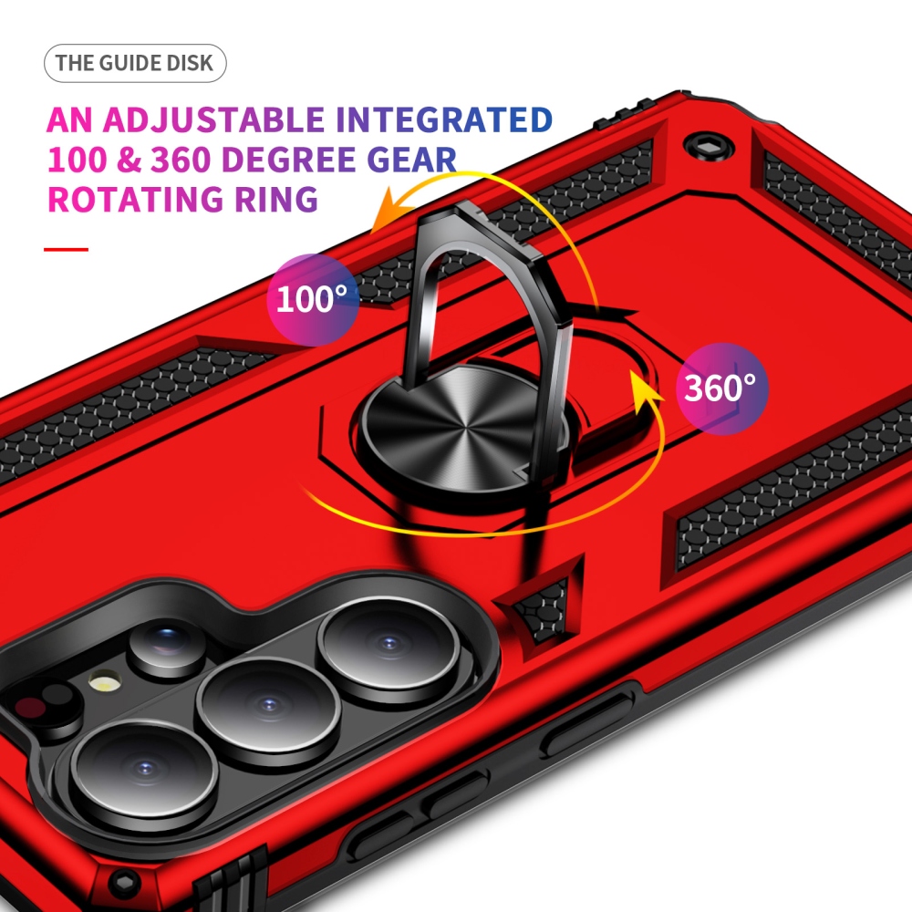 Gyűrűálló hibrid borítás ujjbeggyel Samsung Galaxy S26 Ultra - piros