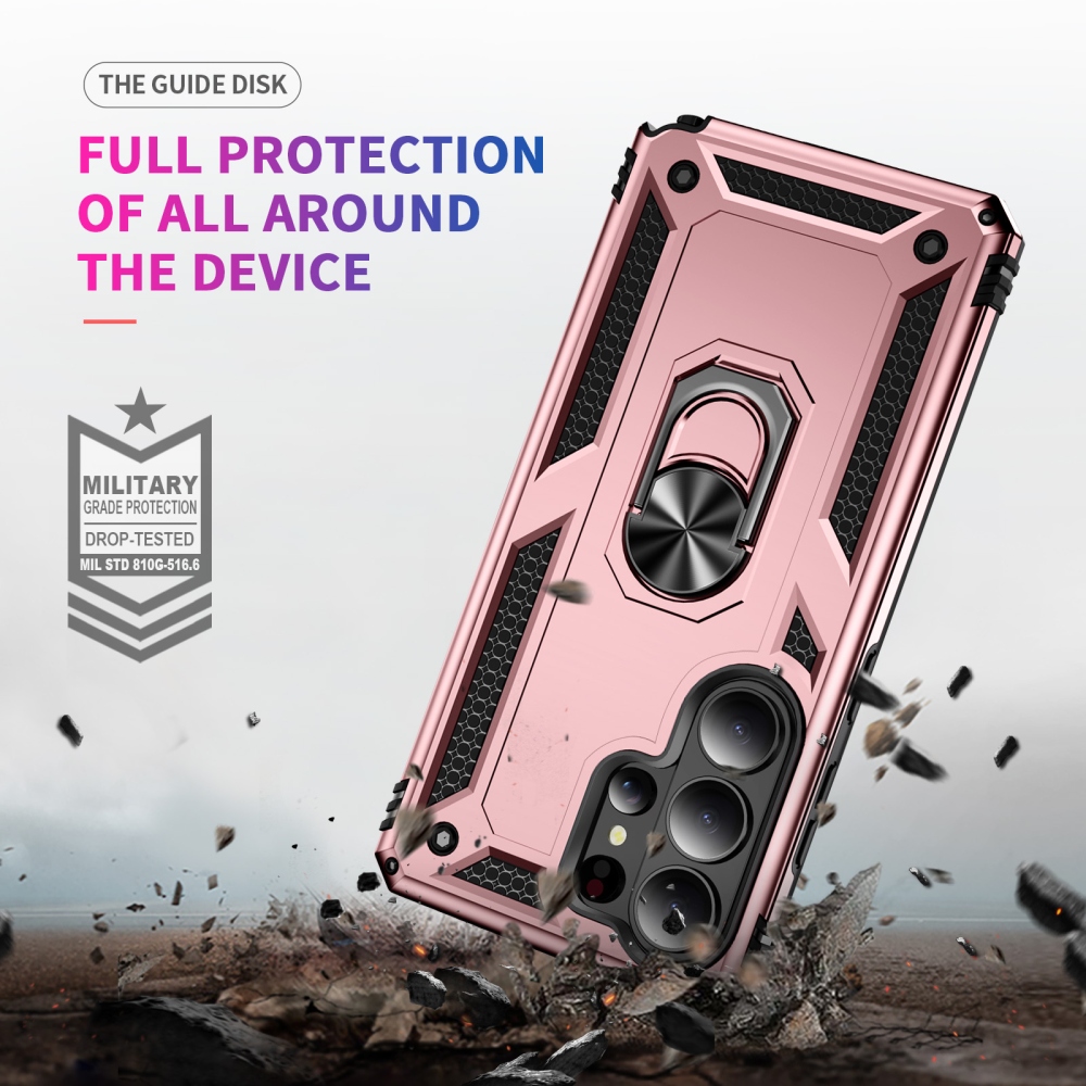 Gyűrűálló hibrid borítás ujjmarkolattal Samsung Galaxy S26 Ultra - rózsaarany