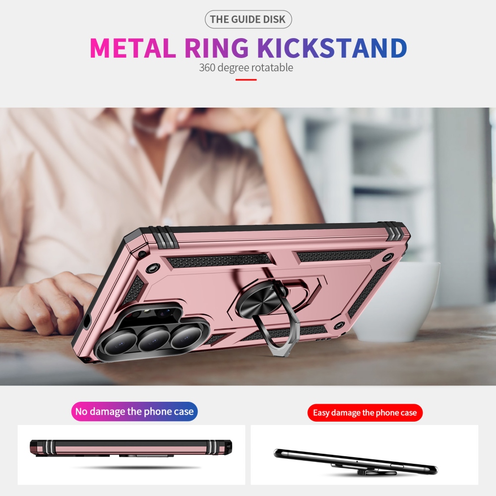 Gyűrűálló hibrid borítás ujjmarkolattal Samsung Galaxy S26 Ultra - rózsaarany