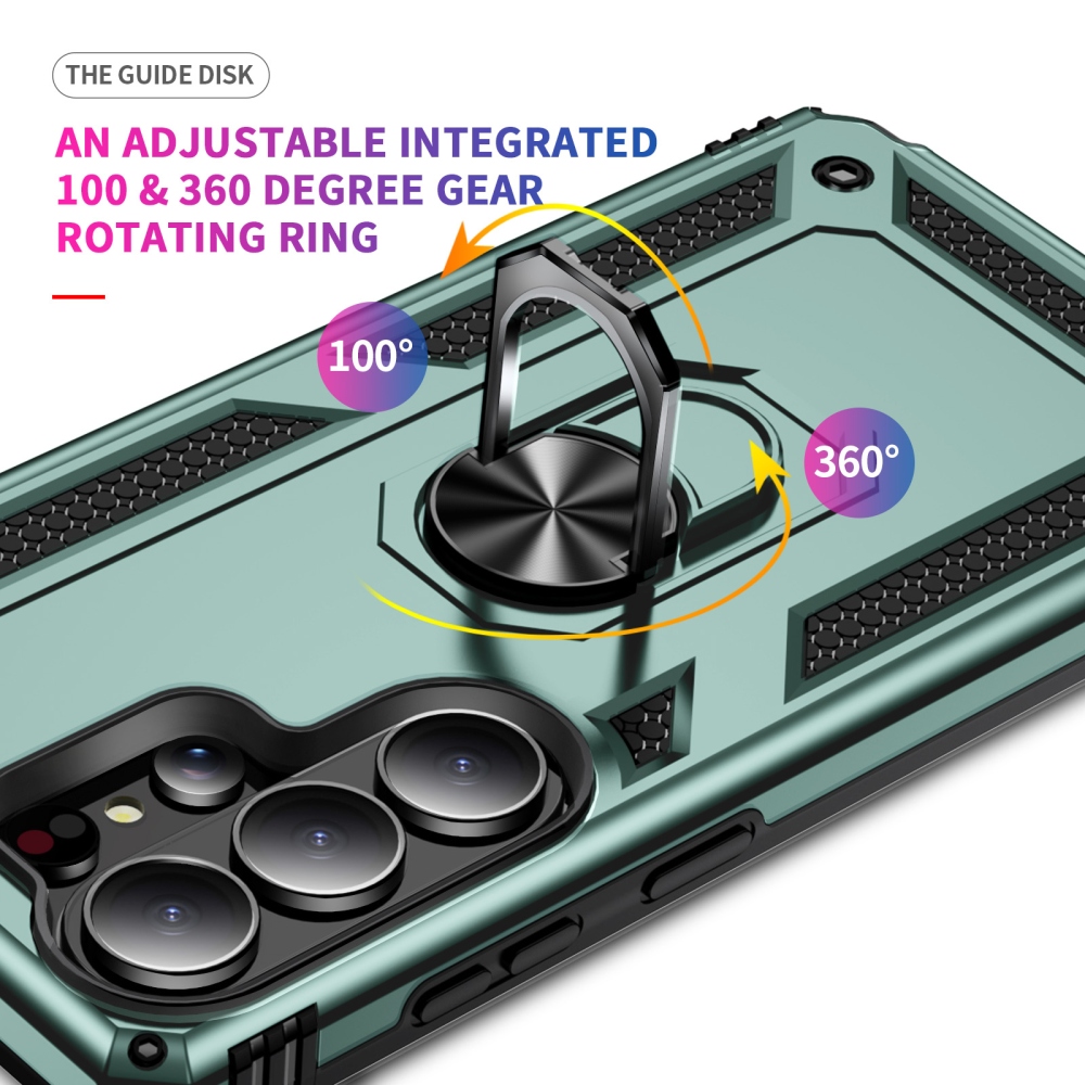 Gyűrűálló hibrid borítás ujjbeggyel Samsung Galaxy S26 Ultra - zöld