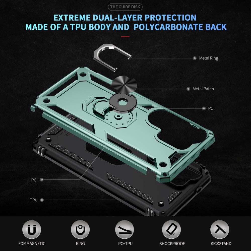 Gyűrűálló hibrid borítás ujjbeggyel Samsung Galaxy S26 Ultra - zöld