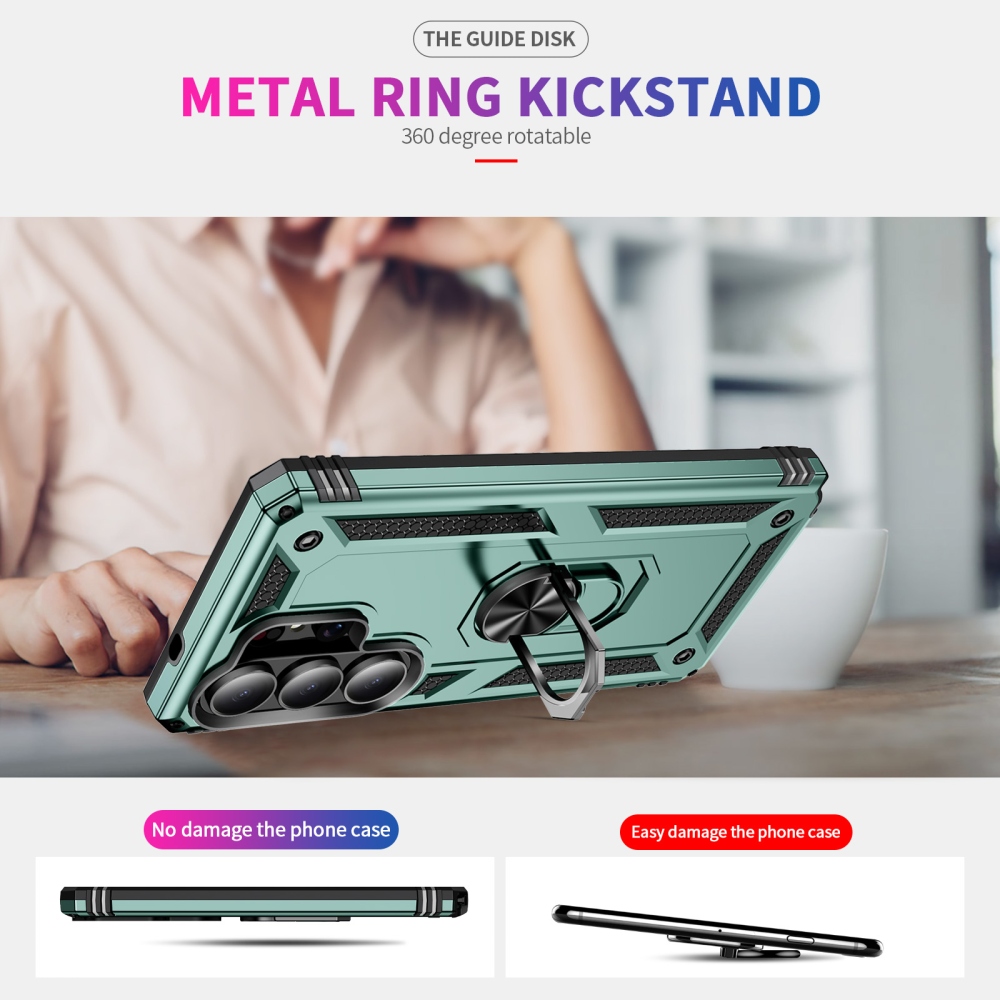 Gyűrűálló hibrid borítás ujjbeggyel Samsung Galaxy S26 Ultra - zöld