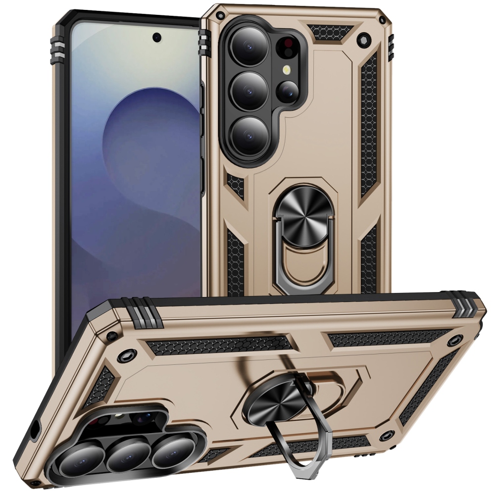 Gyűrűálló hibrid borítás ujjbeggyel Samsung Galaxy S26 Ultra - arany színben