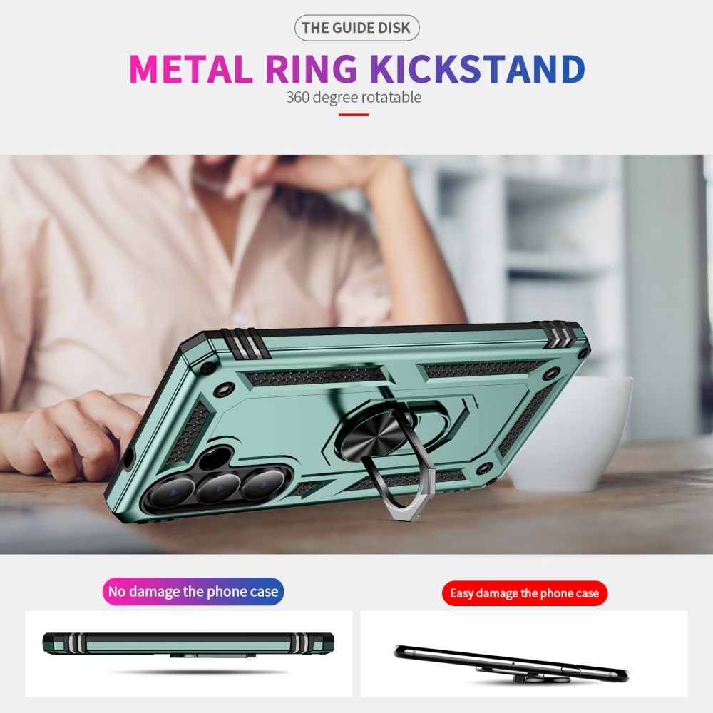 Gyűrűálló hibrid borítás ujjbeggyel Samsung Galaxy S26-hoz - zöld