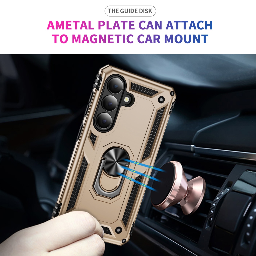 Gyűrűálló hibrid borítás ujjbeggyel Samsung Galaxy S26+ készülékhez - arany színű