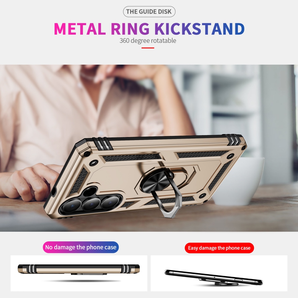 Gyűrűálló hibrid borítás ujjbeggyel Samsung Galaxy S26-hoz - arany színű