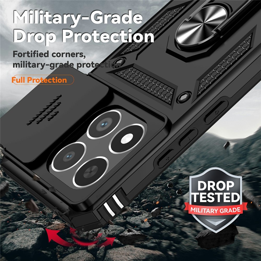 Gyűrűálló hibrid borítás ujjmarkolattal Xiaomi 15T-hez - fekete