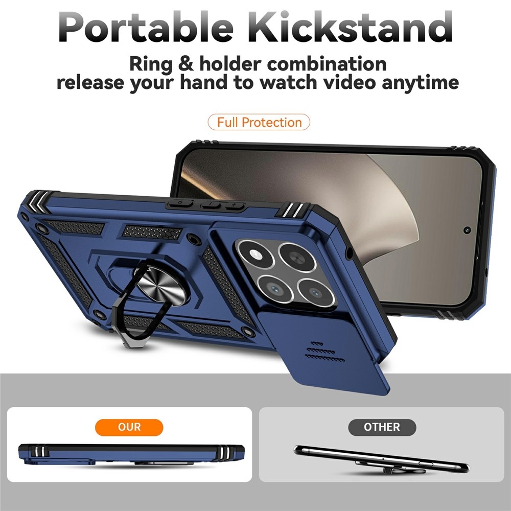 Gyűrűálló hibrid borítás ujjmarkolattal Xiaomi 15T-hez - kék