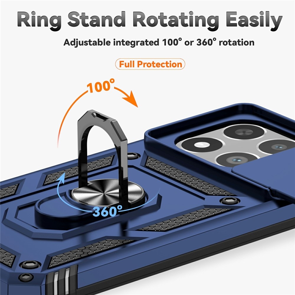 Gyűrűálló hibrid borítás ujjmarkolattal Xiaomi 15T-hez - kék