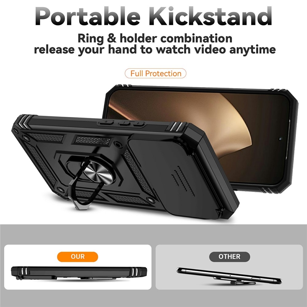 Gyűrűálló hibrid borítás ujjmarkolattal a Xiaomi 15T Pro-hoz - fekete