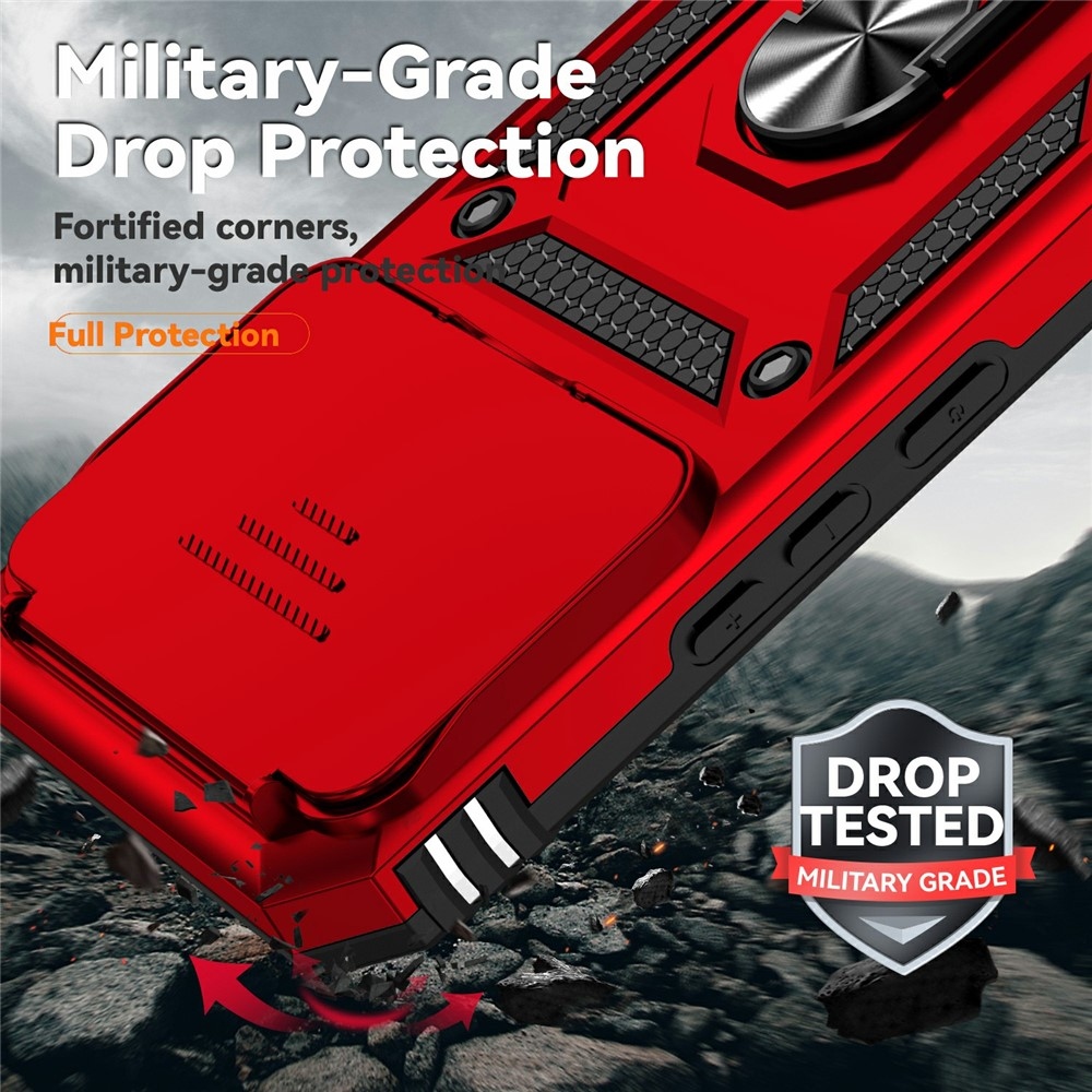 Gyűrűálló hibrid borítás ujjmarkolattal Xiaomi 15T Pro-hoz - piros