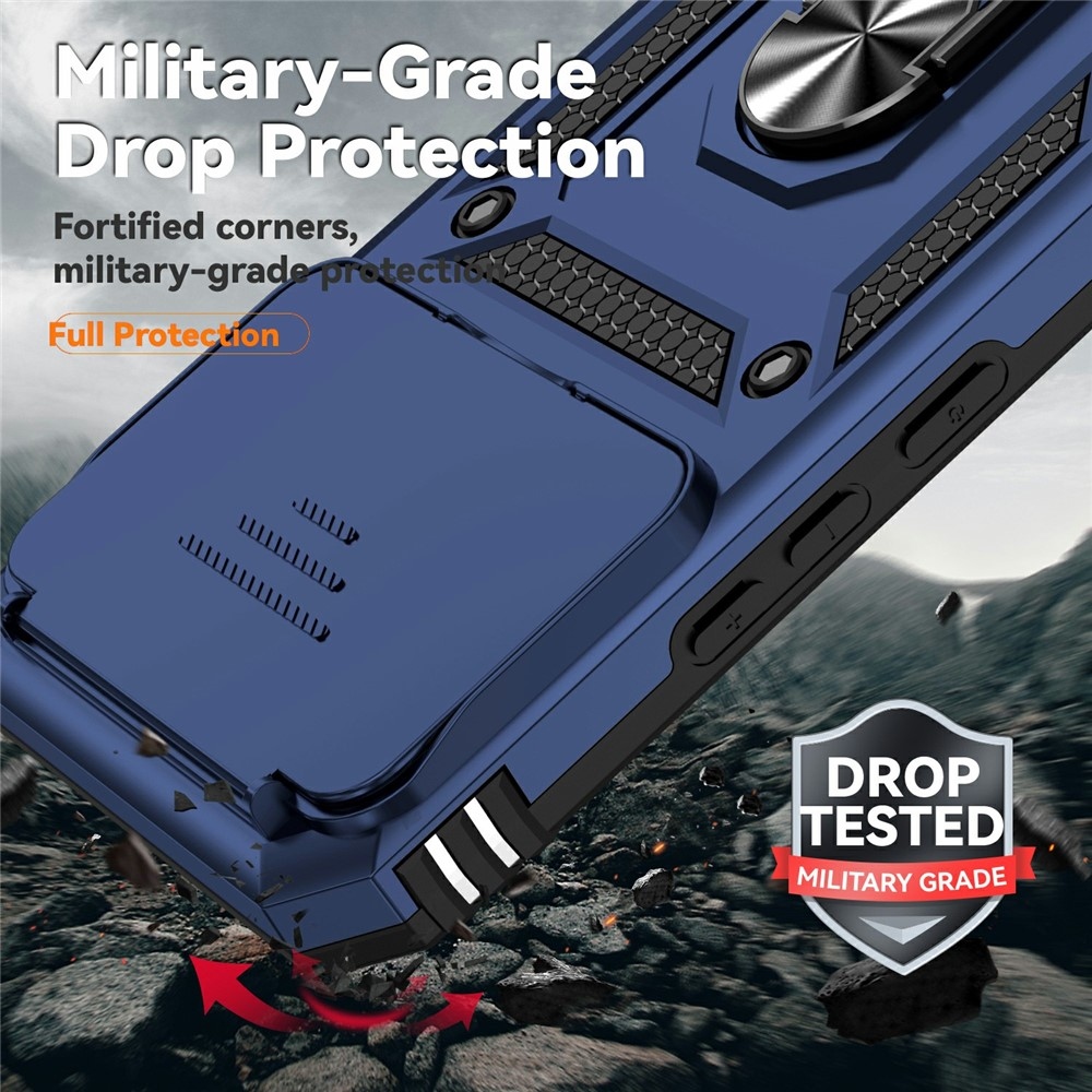 Gyűrűálló hibrid borítás ujjmarkolattal Xiaomi 15T Pro-hoz - kék