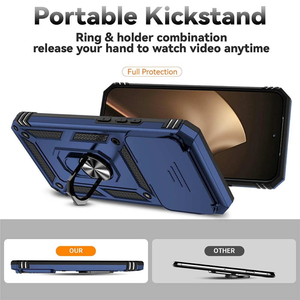 Gyűrűálló hibrid borítás ujjmarkolattal Xiaomi 15T Pro-hoz - kék