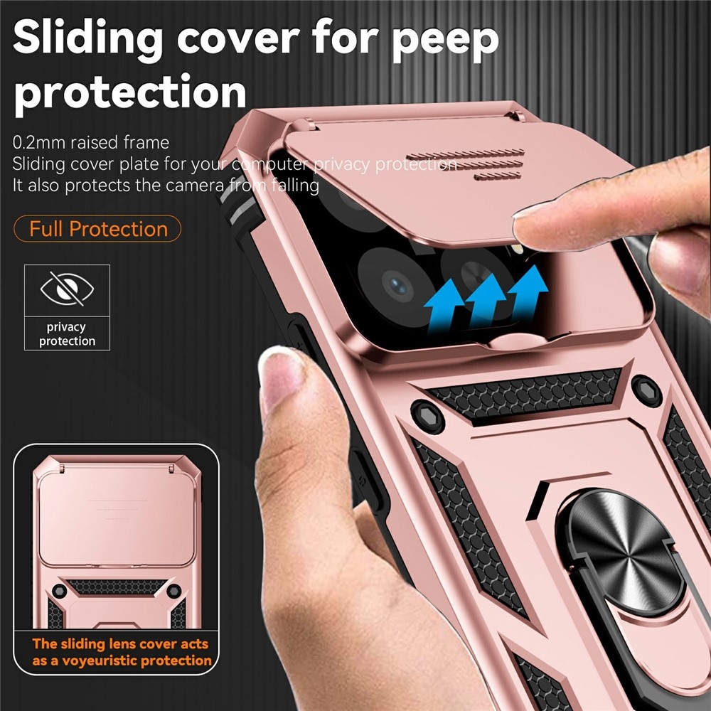 Gyűrűálló hibrid borítás ujjmarkolattal Xiaomi 15T Pro-hoz - rózsaarany