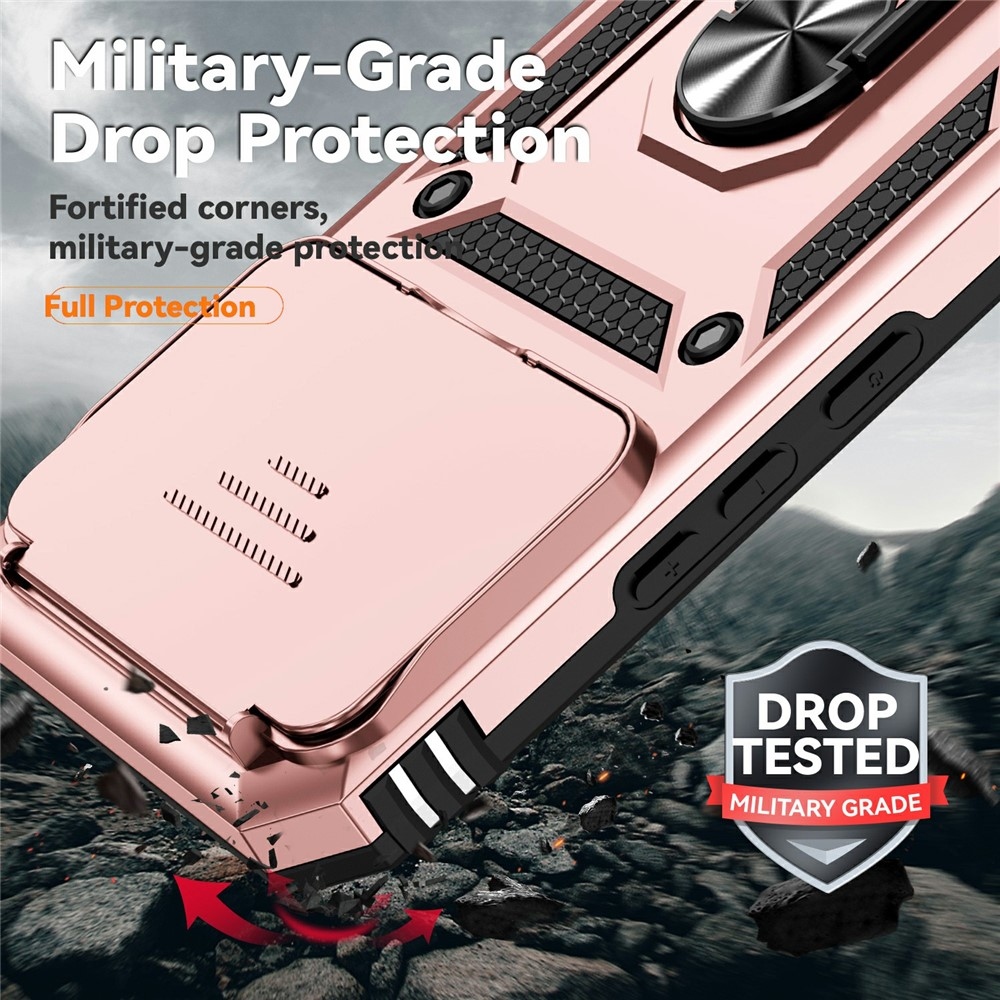 Gyűrűálló hibrid borítás ujjmarkolattal Xiaomi 15T Pro-hoz - rózsaarany